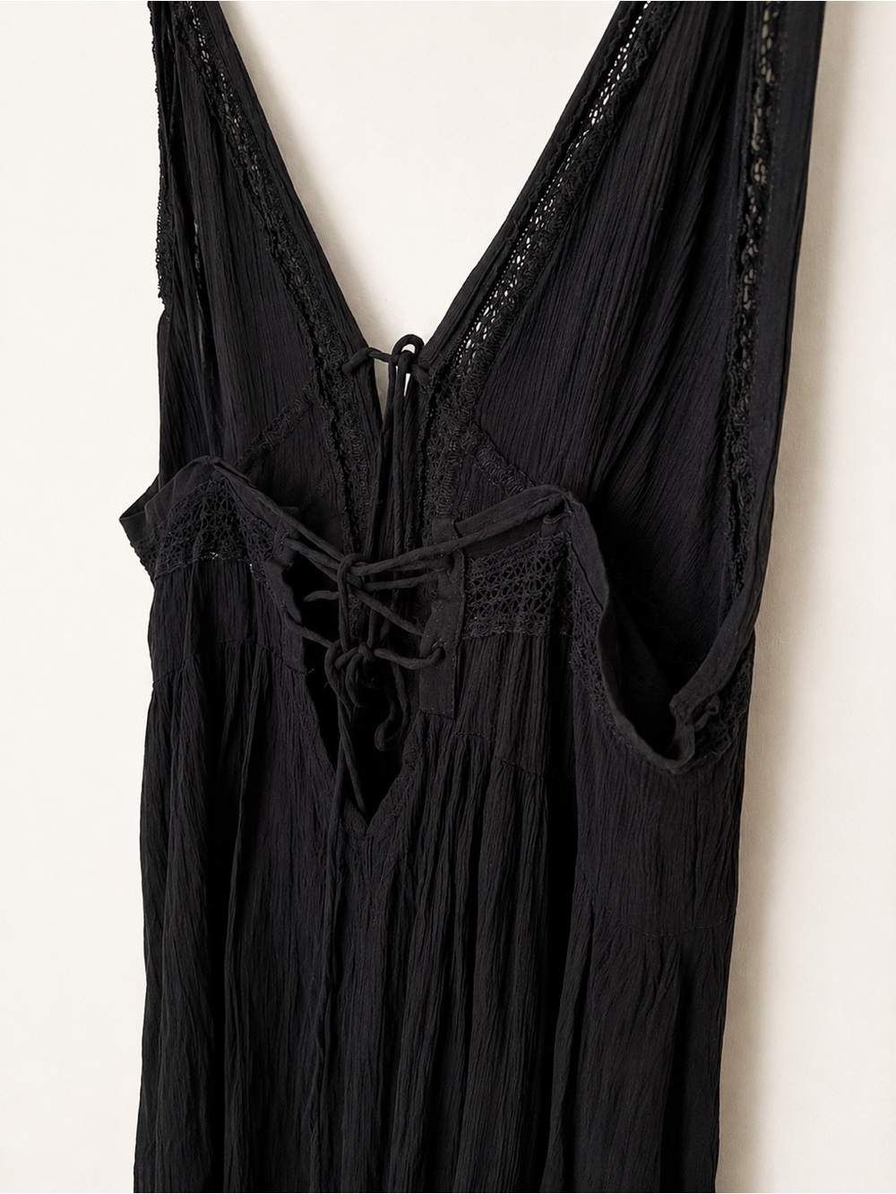Free People Intimately Black Lace-Up Slip Dress | Boho Mini Dress - Picture 4 of 5